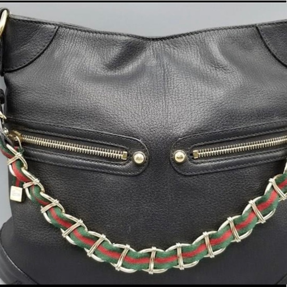 Gucci Black Leather Princy Chain Hobo